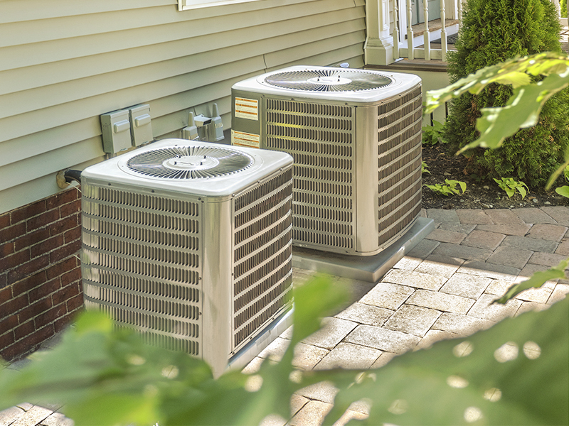 HVAC furnace units located on the perimeter of the home. 