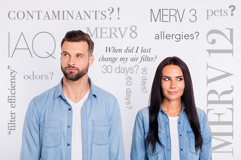 This couple is struggling to find the correct MERV size for their HVAC furnace filter. 